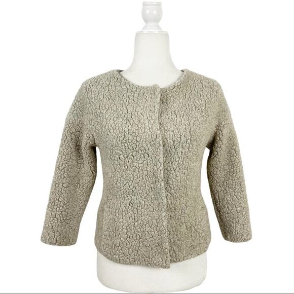 Zara Fleece Sheep Faux Fur Cropped Coat Size XS - Picture 13 of 13